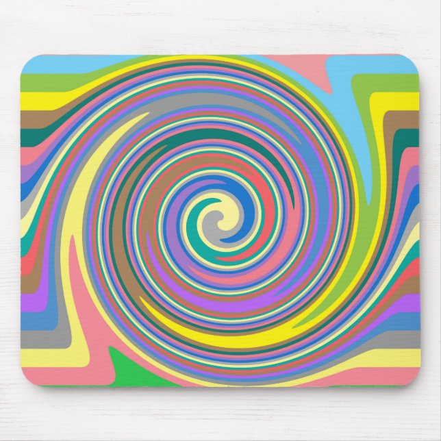 Colorful rainbow swirl pattern mouse pad (Front)