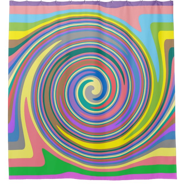Colorful rainbow swirl pattern shower curtain (Front)