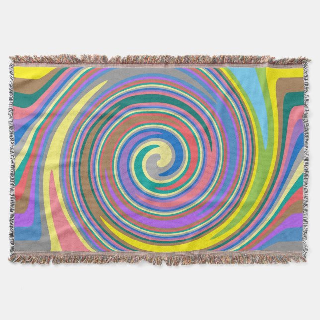 Colorful rainbow swirl pattern throw blanket (Front)