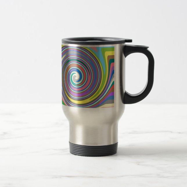 Colorful rainbow swirl pattern travel mug (Right)
