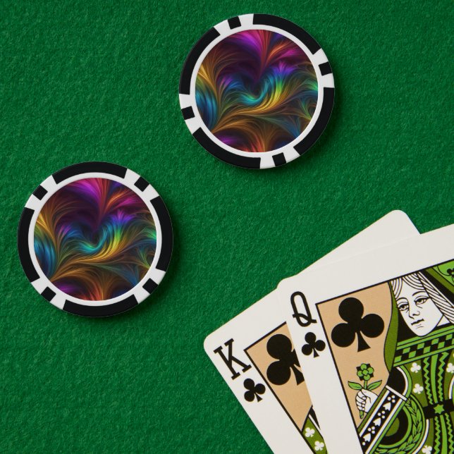 Colorful Rainbow Swirl Poker Chips (Poker Table (Double))