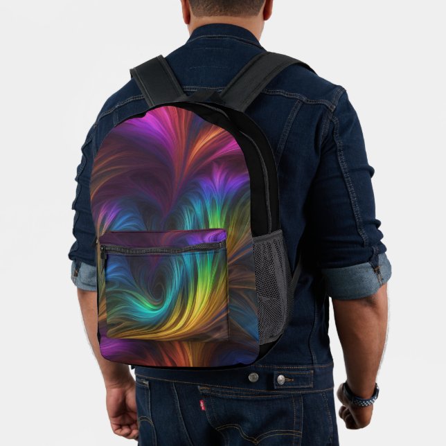 Colorful Rainbow Swirl Printed Backpack (Insitu (Model))