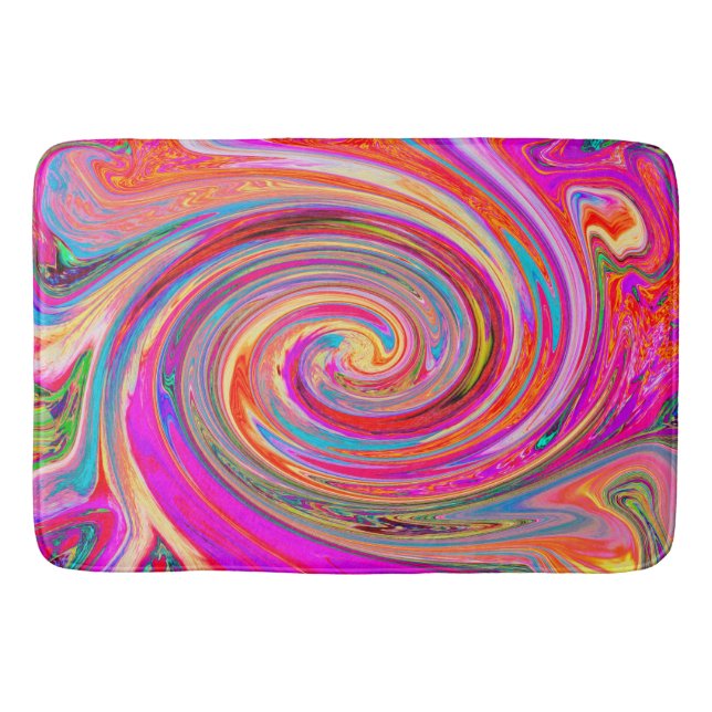Colorful Rainbow Swirl Retro Abstract Design Bath Mat (Front)