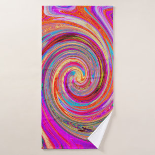 Colorful Rainbow Swirl Retro Abstract Design Bath Towel