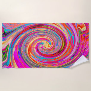 Colorful Rainbow Swirl Retro Abstract Design Beach Towel