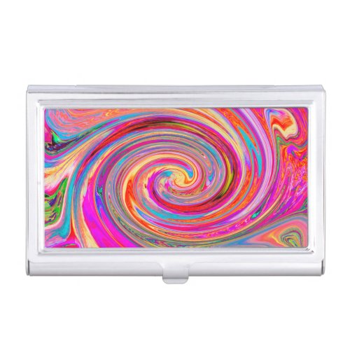 Colorful Rainbow Swirl Retro Abstract Design Business Card Case