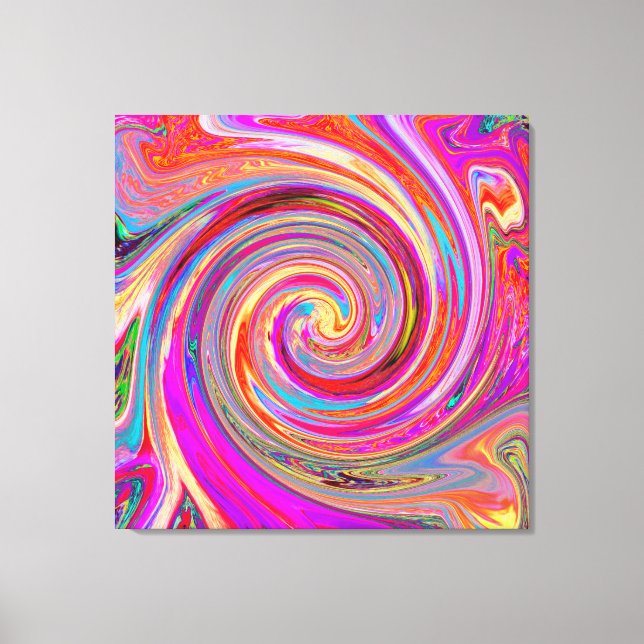 Colorful Rainbow Swirl Retro Abstract Design Canvas Print (Front)