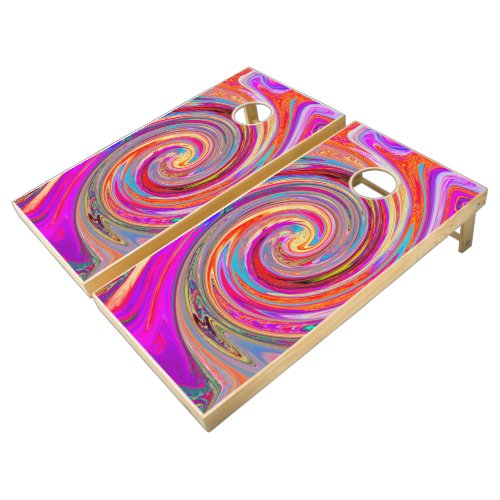 Colorful Rainbow Swirl Retro Abstract Design Cornh Cornhole Set