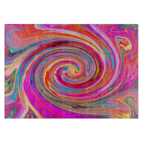 Colorful Rainbow Swirl Retro Abstract Design Cutting Board