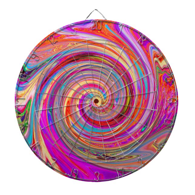 Colorful Rainbow Swirl Retro Abstract Design Dart Board (Front)