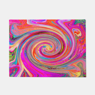 Colorful Rainbow Swirl Retro Abstract Design Doormat