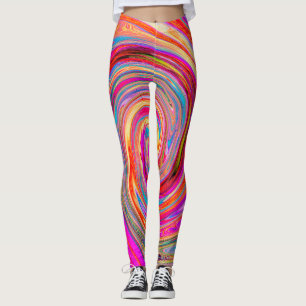Colorful Rainbow Swirl Retro Abstract Design Leggings