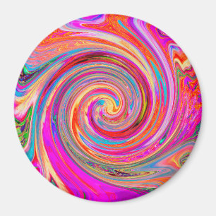 Colorful Rainbow Swirl Retro Abstract Design Magnet