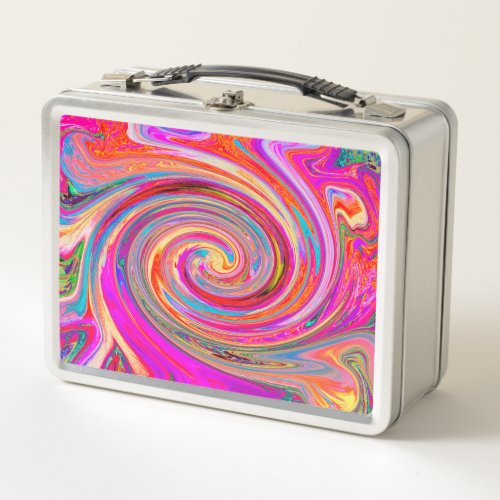 Colorful Rainbow Swirl Retro Abstract Design Metal Lunch Box