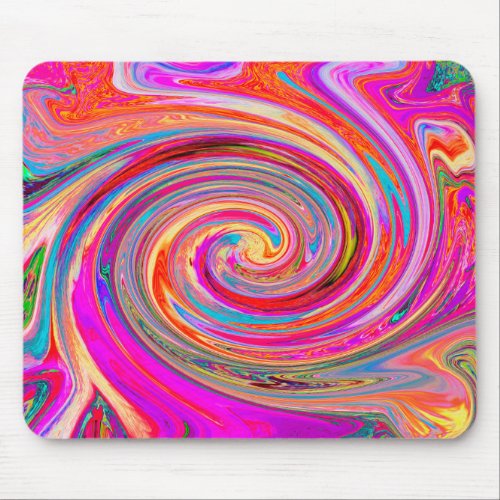 Colorful Rainbow Swirl Retro Abstract Design Mouse Pad