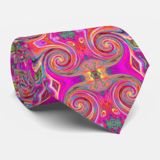 Colorful Rainbow Swirl Retro Abstract Design Neck Tie