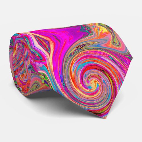 Colorful Rainbow Swirl Retro Abstract Design Neck Tie