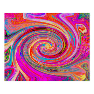 Colorful Rainbow Swirl Retro Abstract Design Poster