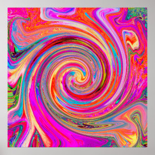 Colorful Rainbow Swirl Retro Abstract Design Poster