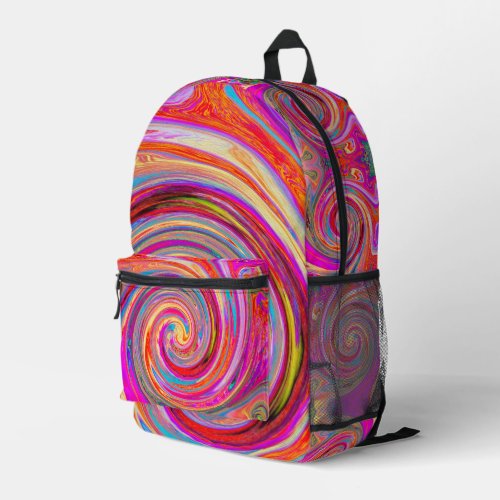 Colorful Rainbow Swirl Retro Abstract Design Printed Backpack