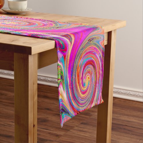 Colorful Rainbow Swirl Retro Abstract Design Short Table Runner