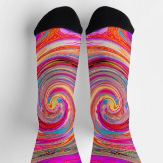 Colorful Rainbow Swirl Retro Abstract Design Socks