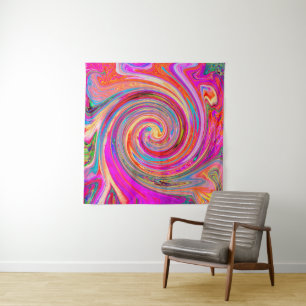 Colorful Rainbow Swirl Retro Abstract Design Tapestry