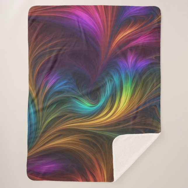 Colorful Rainbow Swirl Sherpa Blanket (Front)