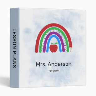 Colorful Rainbow Teacher Lesson Plans 3 Ring Binder