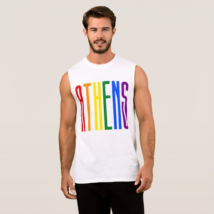 Colorful Rainbow Text Lgbtq Athens Gay Pride Lgbt Sleeveless