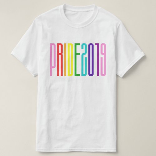 Colorful Rainbow Text LGBTQ Gay Pride 2019 T_Shirt
