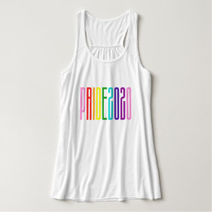 Colorful Rainbow Text LGBTQ Gay Pride 2020 Tank Top