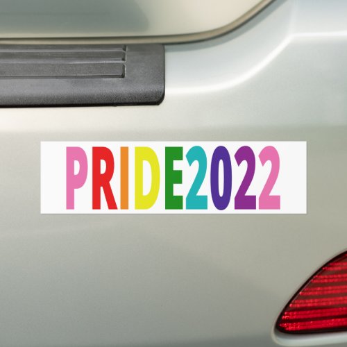 Colorful Rainbow Text LGBTQ Gay Pride 2022 Bumper Sticker