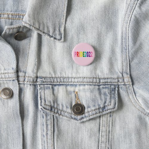 Colorful Rainbow Text LGBTQ Gay Pride 2022 Button
