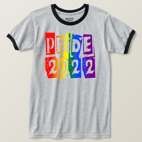 Colorful Rainbow Text LGBTQ Gay Pride 2022 T_Shirt