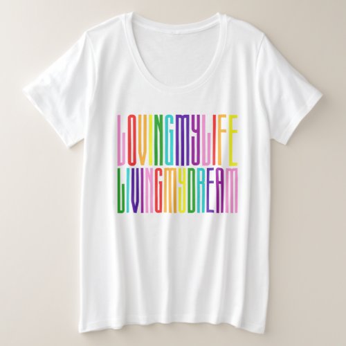 Colorful Rainbow Text LGBTQ Gay Pride Plus Size T_Shirt