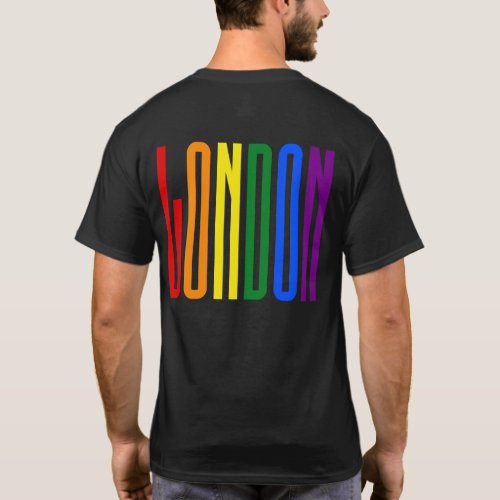 Colorful Rainbow Text LGBTQ London Gay Pride LGBT T_Shirt