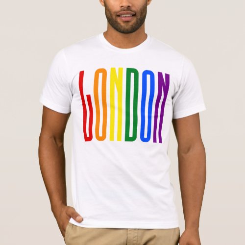 Colorful Rainbow Text LGBTQ London Gay Pride LGBT T_Shirt