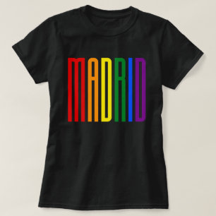 Colorful Rainbow Text LGBTQ Madrid Gay Pride LGBT T-Shirt
