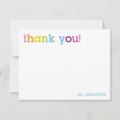 Colorful Rainbow Thank You Note Card