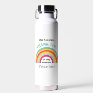 Colorful Rainbow Thank You Teacher Appreciation Water Bottle