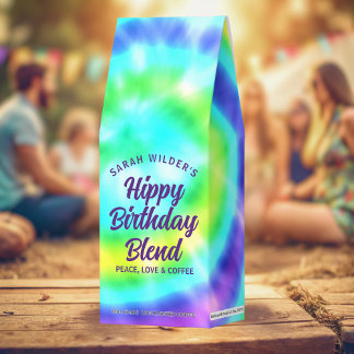 Colorful Rainbow Tie Dye Birthday Roasted Coffee