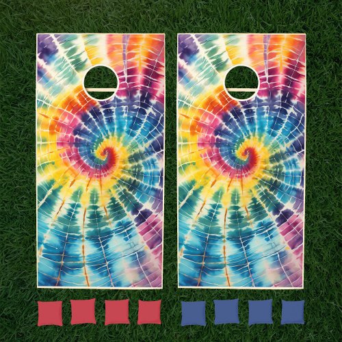 Colorful Rainbow Tie Dye Cornhole Set