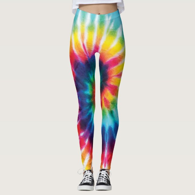 Colorful Rainbow Tie Dye Costume Leggings (Front)