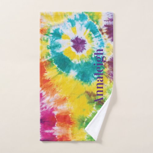 Colorful Rainbow Tie Dye Custom Name Best Friend Hand Towel