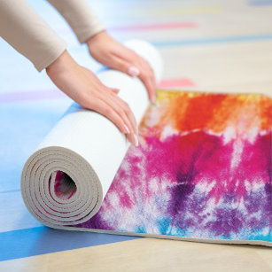 Colorful Rainbow Tie Dye Custom Name Best Friend Yoga Mat
