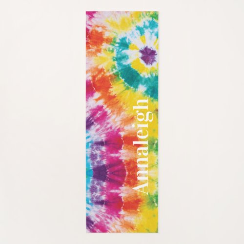 Colorful Rainbow Tie Dye Custom Name Best Friend Yoga Mat