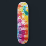Colorful Rainbow Tie Dye Custom Name Skateboard<br><div class="desc">Colorful Rainbow Tie Dye Custom Name Skateboard you can easily add a name to make a unique one of a kind gift for your best friend or the rest of the family before heading off to your next tropical destination</div>