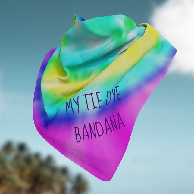 Colorful Rainbow Tie Dye Hippie Fashion Bandana (Far out man! Just add your name to this hippy trippy bandana)