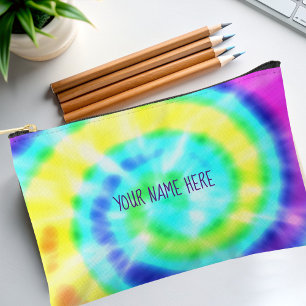 Colorful Rainbow Tie Dye Personalized Pencil Case Accessory Pouch